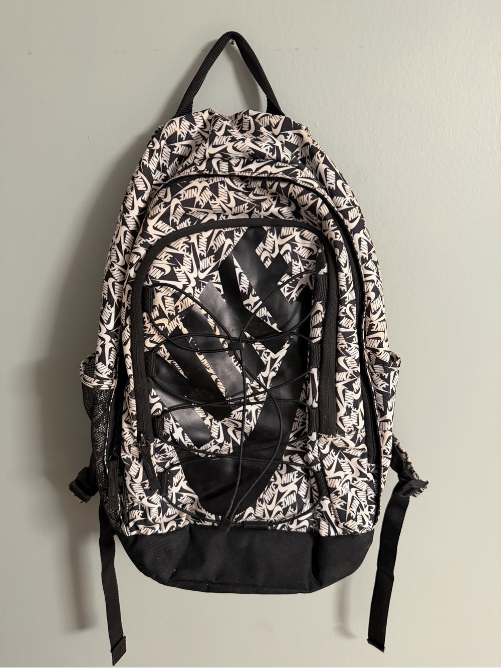 Nike Black and White Logo Print Backpack